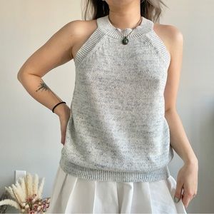 Loft Knitted Baby Blue Cotton Top